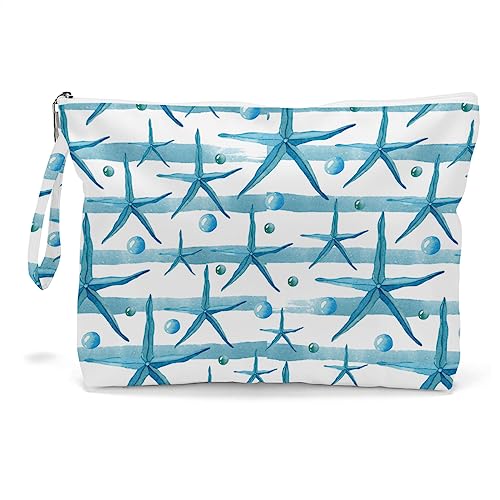 Fokongna Wet Bag Travel Wet Dry Bag for Swimsuit Beach Pool Diapers Dirty Yoga Gym Clothes Zipper Pouch for Women Sister Friends Ocean Sea Shells Beach Starfish Gifts - color: Starfish & Bubbles