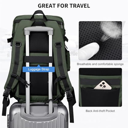 WITZMAN Carry on Travel Backpack for Men Women Laptop Backpack with USB Charging Port Airline Approved(B683 Army Green) - color: Army Green