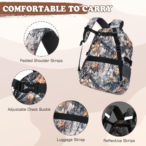 Camo Backpack for Boys, Tactical Boys Backpack with Lunch Box Pencil Case, Kids Backpacks with USB Charging Port, Military Army School Bookbag for Teen Boy Elementary Middle High School Camp - color: Brown Leaves