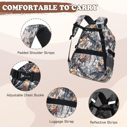 Camo Backpack for Boys, Tactical Boys Backpack with Lunch Box Pencil Case, Kids Backpacks with USB Charging Port, Military Army School Bookbag for Teen Boy Elementary Middle High School Camp - color: Brown Leaves
