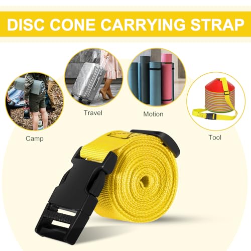 6.5 Feet Strap Cone Carrier Sport Cone Carrying Strap Adjustable Agility Disc Cone Strap Carrier for Storage & Travel with Quick Snap Closure - color: Yellow