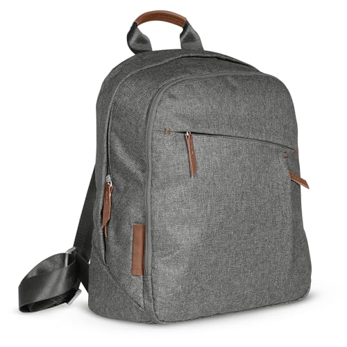 UPPAbaby Changing Backpack/Multiple Storage Compartments/Stroller Strap Attachment/Bottle Insulator and Changing Pad Included/Greyson (Charcoal Mélange/Saddle Leather) - color: Greyson (Charcoal Mélange/Saddle Leather), style: Changing Backpack