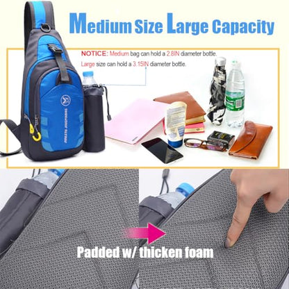 Peicees Chest Crossbody Sling Backpack Bag Travel Bike Gym Daypack for Women Men - color: Blue