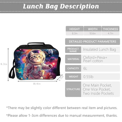 Space Cat Backpack Astronaut Kids Bookbag 16inch Schoolbag With Lunch Box Bag And Pencil Case Set For Boys Girls - color: Space Cat