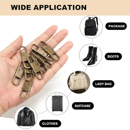 MILAKE 10 Pcs Premium Anti-Theft Zipper Lock, Small Clips for Bags, Backpacks, Purses, Luggage, Zipper Pull Replacement, Durable Multi-Color Set for Travelers, Hikers, and Daily Commuters (Bronze) - color: bronze