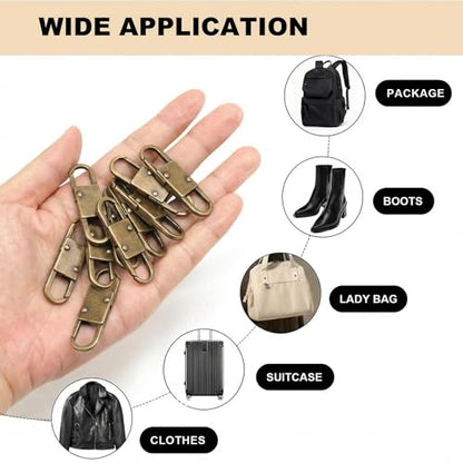 MILAKE 10 Pcs Premium Anti-Theft Zipper Lock, Small Clips for Bags, Backpacks, Purses, Luggage, Zipper Pull Replacement, Durable Multi-Color Set for Travelers, Hikers, and Daily Commuters (Bronze) - color: bronze