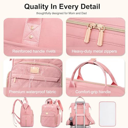 Weitars Diaper Bag Backpack Travel Diaper Backpack, Large Baby Diaper Bag with Changing Pad Baby Bag for Boys Girls, Insulated Pockets, Waterproof Baby Backpack for Mom & Maternity (Pink) - color: Pink