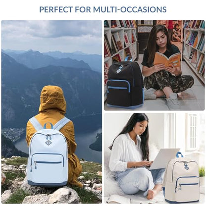 Lohol Classic Backpack for Girls Boys Teens, Lightweight Bookbag for School Travel College, 12.2 * 5.7 * 17.3 Inches (Blue/Blue) - color: Blue/Blue