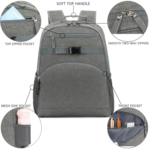 FlowFly Kids Backpack for Toddler Boys Girls, Simple Lightweight Bookbag for Daycare Kindergarten Elementary School Travel, Small Modern Bag (Large), Grey - color: Grey, style: Kids Large: 17l