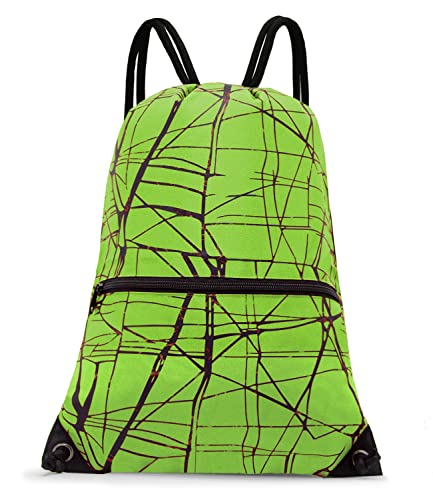 HOLYLUCK Drawstring Backpack Bag Sport Gym Sackpack - color: Metallic-green