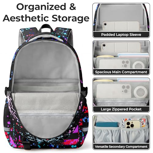 WOBAGMEN Cute Gaming Backpack for Teen Boys Girls, Large Capacity Multi-Pocket School Bag Fits 15.6" Laptop, Lightweight Durable Daypack for School and Travel (Gaming, M) - color: Gaming