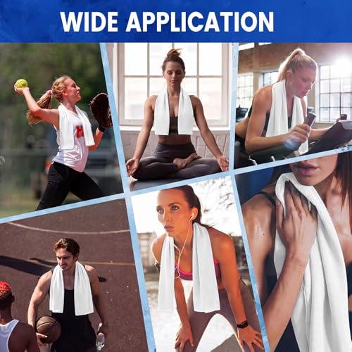 Hosuly 300 Pack Cooling Towels Bulk 40 x 12 Inch Large Chilly Breathable Sweat Sports Cold Towels Sublimation Microfiber Ice Neck Rag for Hot Weather Workout Gym Team Gift (White) - color: White