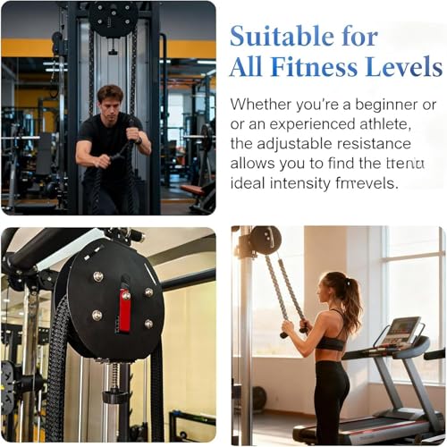 Endless Rope Trainer, Suspension Resistance Trainer Machine with Adjustable Resistance, 14 Ft Closed-Loop Nylon Rope, Pulley System for Home Gym Interval Resistance - color: Black