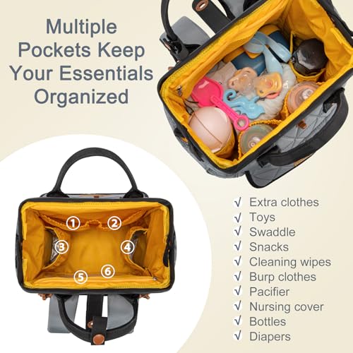 Montana West Wrangler Diaper Bag Backpack Baby Essentials Bag Quilted Travel Backpacks with Insulated Pockets, Portable Changing Pad, Stroller Straps, Pacifier Case - color: Grey