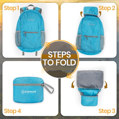 ZOMAKE Ultra Lightweight Hiking Backpack 20L, Packable Small Backpacks Water Resistant Daypack for Women Men(Light Blue) - color: Light Blue-a