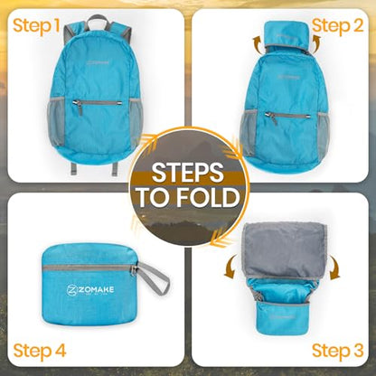 ZOMAKE Ultra Lightweight Hiking Backpack 20L, Packable Small Backpacks Water Resistant Daypack for Women Men(Light Blue) - color: Light Blue-a