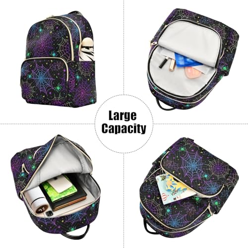 Women Fashion Backpack Purse Goth Bat Spider Web Rucksack, S - color: Color 03, size: Small