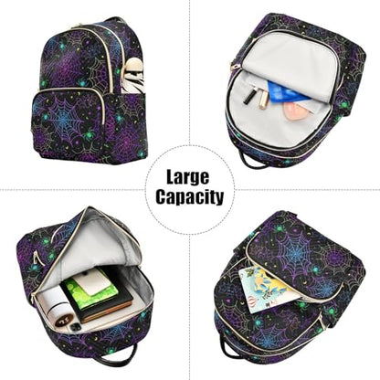 Women Fashion Backpack Purse Goth Bat Spider Web Rucksack, S - color: Color 03, size: Small