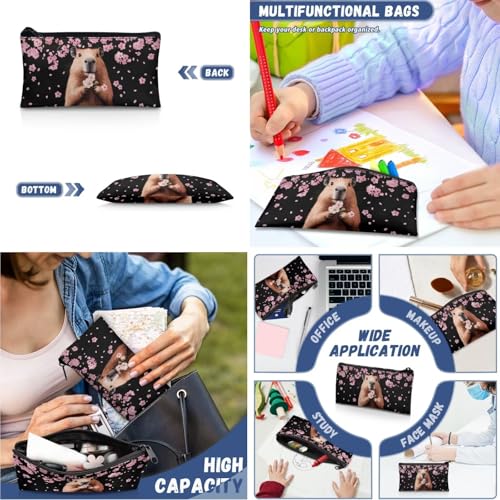 3Pcs Kid Backpack Set Backpack with Lunch Bag Pencil Case 3 Pack Set Elementary School Bag Bookbag 17 Inch Daypack Capybara Cherry Blossom Print - color: Fish