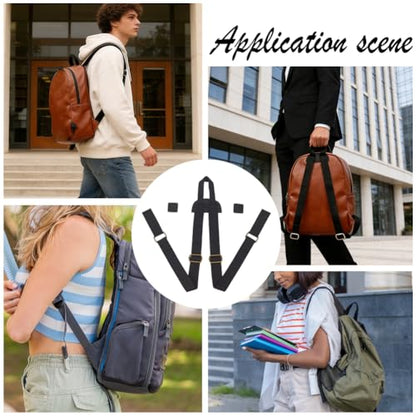 Backpack Straps Replacement Adjustable PU Leather Canvas Shoulder Strap Sewing Mount Belts for Backpacks Rucksack Daypack Laptop Back Pack Business Work Bag Travel Study DIY Craft(Brown) - color: Black