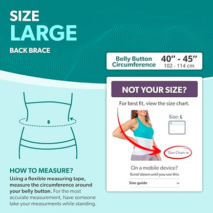 BraceAbility Low Back Compression Brace - Wraparound Lumbar Support Belt for Herniated or Bulging Discs, Pinched Nerve Pain Relief, Degenerative Disc Disease and Hip Strains for Men and Women (L) - size: L