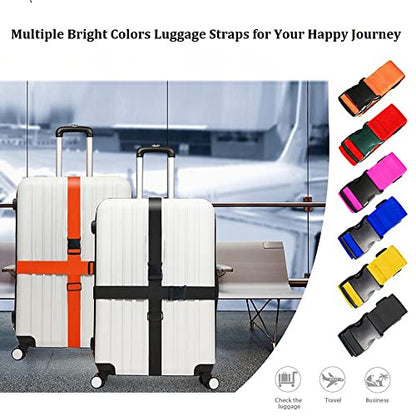 2 Pack Suitcase Straps, Bright Color Adjustable Luggage Belts, TSA Approved (Red) - color: Red