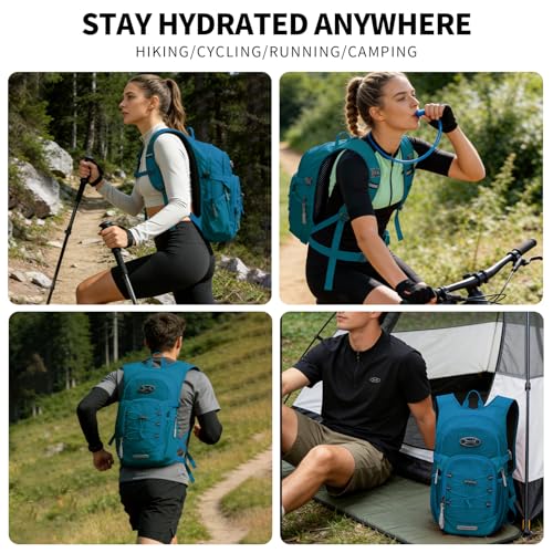 KABAQOO Hydration Backpack, 18L Multipurpose Hiking Backpack with 3L Water Bladder, Water Backpack Insulated Hydration Pack Ideal for Hiking and Cycling - color: Lake Blue