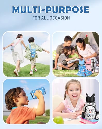 Miss Adola Water Bottle Carrier with Strap - Insulated Kids Water Bottle Holder for Boys Girls Bottle Bag for 10-18Oz - color: Airplane Raccoon