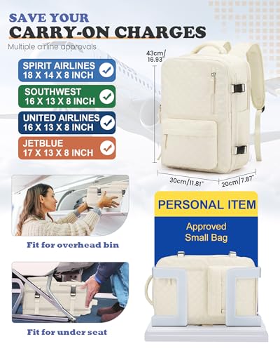 WONHOX Travel Vacuum Storage Backpack with Air Pump Vacuum Seal Compression Space Saver Bags Clothing Vacpack 18x14x8 inches Travel Bag Carry on Personal item Laptop Work Backpacks Women Men Beige - color: A5-beige-(with Air Pump)