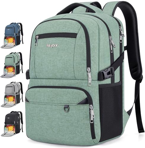 Insulated Lunch Backpack Fit 17" Laptop, Work Backpack with Lunch Box for Men & Women, Water Resistant College Computer Bag for Travel, Business, Hiking - color: Green