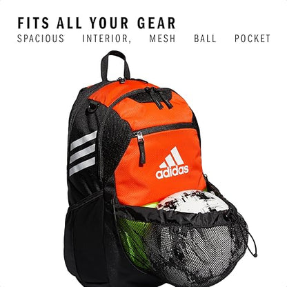 adidas Stadium 4 Soccer Backpack – Team Sports Bag with Ball Pocket, 36L - color: Orange/3.0