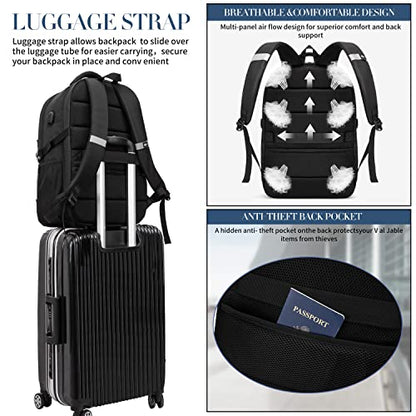 Extra Large Backpack for Men 55L,18.4Inch Travel Laptop Backpack with USB Charging Port Business Flight Approved Carry On Backpack,TSA Big Capacity Heavy Duty Computer Bag College Bookbag,Black - color: Black