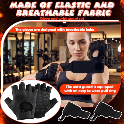 Workout Gloves and Wrist Set for Men Women Weight Lifting Gloves Full Palm Protection Wrist Support with Heavy Duty Thumb Loop for Training, Fitness, Strength, Suspension, and Sports