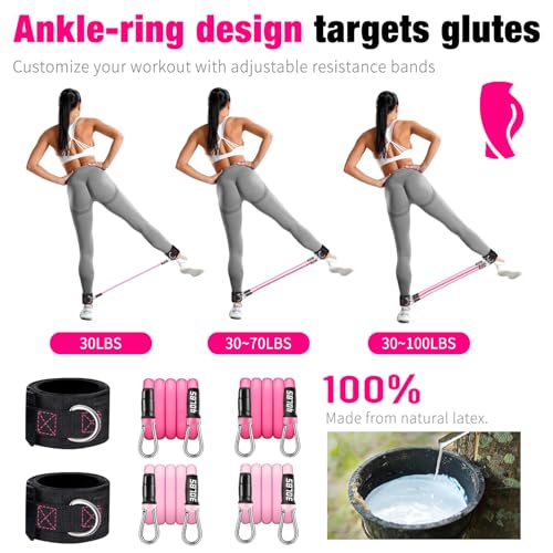 Bbtops Pilates Bar Kit with Resistance Bands,Pilates Bar with Stackable Bands Workout Equipment for Legs,Hip,Waist and Arm,Exercise Fitness Equipment for Women & Men Home Gym Yoga Pilates - color: Pink