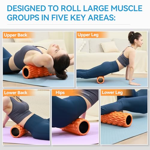 Foam Roller - 15 inch Deep Tissue Massager for Muscle Massage, Myofascial Trigger Point Release, Exercise, Yoga, Pilates & Stretching(Orange) - color: Orange