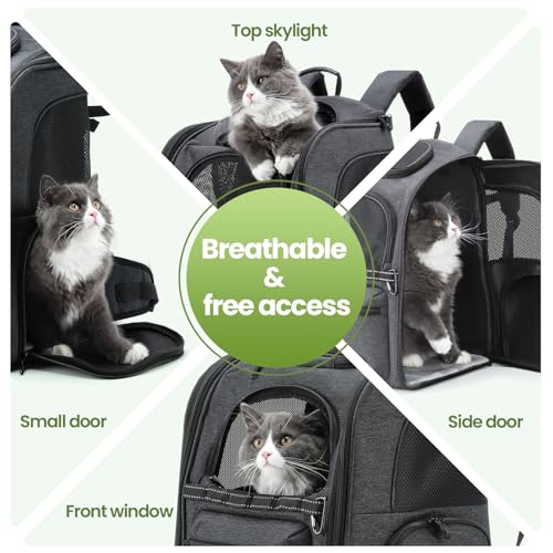 Pecute Ergonomic Cat Backpack, 30% Effort-Saving Breathable Pet Backpack