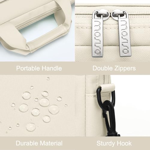 MOSISO Laptop Shoulder Bag 15.6 inch, 15-15.6 inch Computer Bag Compatible with MacBook Pro 16 inch, HP, Dell, Lenovo, Notebook with 2 Raised&1 Flapover&1 Horizontal Pocket&Handle&Belt, Sand - color: Sand, size: 16 inch