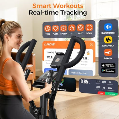 pooboo Elliptical Machine, Elliptical Exercise Machine with 16-Level Resistance&Quiet Magnetic Driving System, Elliptical Machine for Home with LCD Monitor - color: 16IN-Stride Orange