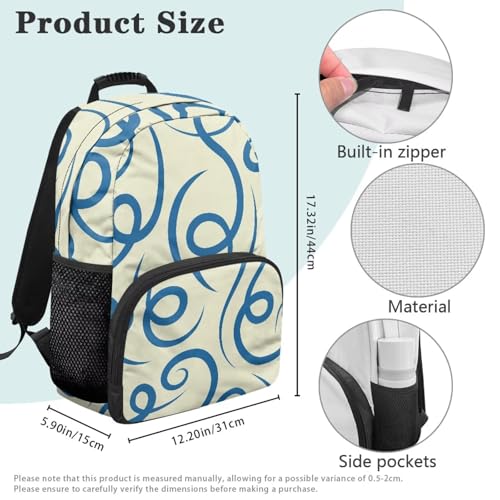 Water Resistant Backpack for Girls Teens - 17.3" Laptop Backpack, Lightweight School Bookbag with Mesh Side Pockets, Large Capacity for High School College, Abstract Blue Stripe Print - color: Abstract Blue Stripe Print