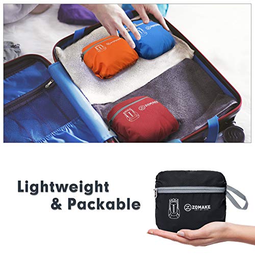 ZOMAKE Ultra Lightweight Packable Backpack 25L, Foldable Hiking Backpacks Water Resistant Small Folding Daypack for Travel(Black) - color: Black-b