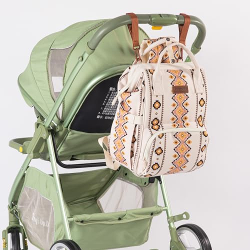Montana West Wrangler Callie Diaper Bag Backpack with Stroller Straps Multifunction Baby Travel Bag WG2204-9110TN - color: Aztec-tan