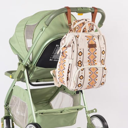 Montana West Wrangler Callie Diaper Bag Backpack with Stroller Straps Multifunction Baby Travel Bag WG2204-9110TN - color: Aztec-tan