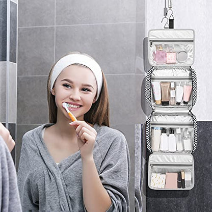 Bosidu Hanging Travel Toiletry Bag,Large Capacity Cosmetic Travel Toiletry Organizer for Women with 4 Compartments & 1 Sturdy Hook,Perfect for Travel/Daily Use/Christmas - color: Plaid
