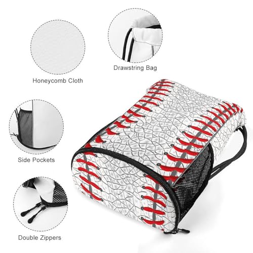 Baseball Drawstring Backpack Gym Bag With Shoe Compartment String Bag Sport Beach Swimming Sackpack For Women Men - color: Baseball