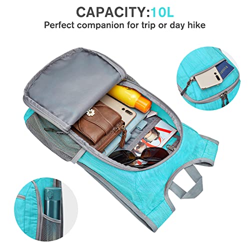 G4Free 10L/15L Hiking Backpack Lightweight Packable Hiking Daypack Small Travel Outdoor Foldable Shoulder Bag - color: Aqua, size: 10L