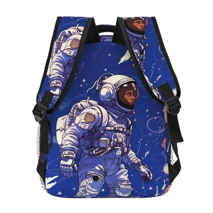 Black astronaut on blue Travel Backpack for Men & Women 15.6 inch Laptop Backpack Waterproof Work Back Pack - color: Black Astronaut on Blue
