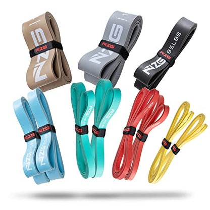 NonZero Gravity 100% Latex-Free Organic Rubber Power Resistance Bands | Compact Durable Hypoallergenic Bands for Strength Training & Workouts | 11 Levels (10 to 140 Lbs) - color: SET9 Mixed 11-Band