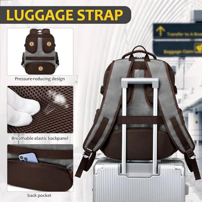Travel Laptop Backpack 17.3 inch XL Computer Backpack for Men Waxed Canvas College Daypack Business Backpack Gray - color: Gray