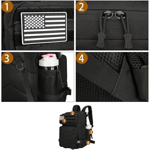 Military 45L Tactical Assault Backpack 3 day assault pack with Molle Waterproof backpack Rucksack for Tactical Backpacks - color: Black