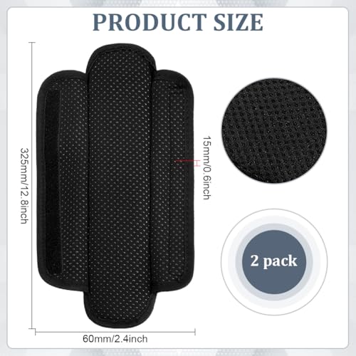 2Pcs Universal Shoulder Pad with Ultra Thick Cushion Rectangle Comfort Fiber Shoulder Strap Pads for Backpack Luggage Bag Travel Outdoor Breathable Fastener Cushion Pads Black
